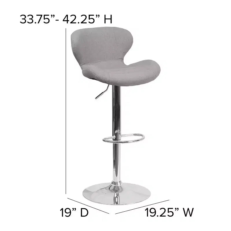 Tabouret de bar contemporain Flash Furniture réglable en hauteur avec dossier incurvé et base chromée