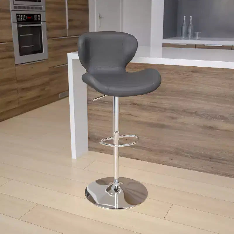 Tabouret de bar contemporain Flash Furniture réglable en hauteur avec dossier incurvé et base chromée