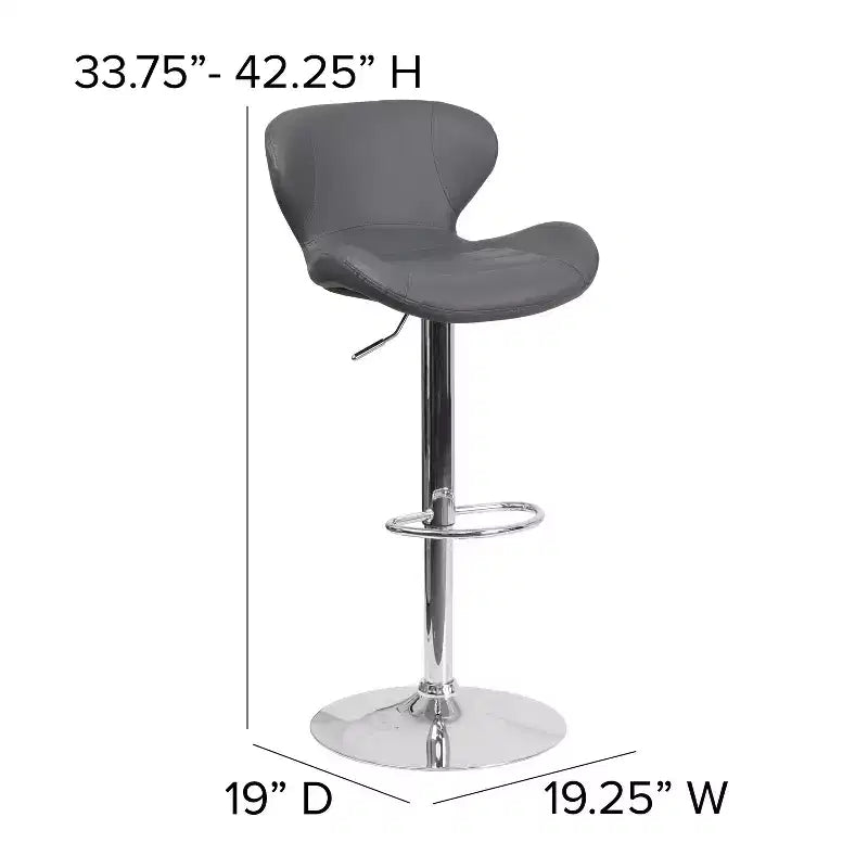 Tabouret de bar contemporain Flash Furniture réglable en hauteur avec dossier incurvé et base chromée