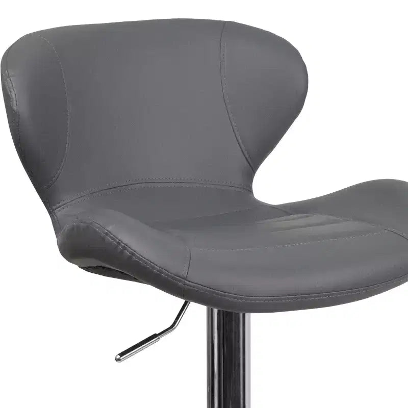 Tabouret de bar contemporain Flash Furniture réglable en hauteur avec dossier incurvé et base chromée