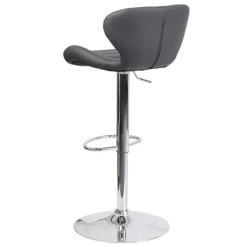 Tabouret de bar contemporain Flash Furniture réglable en hauteur avec dossier incurvé et base chromée