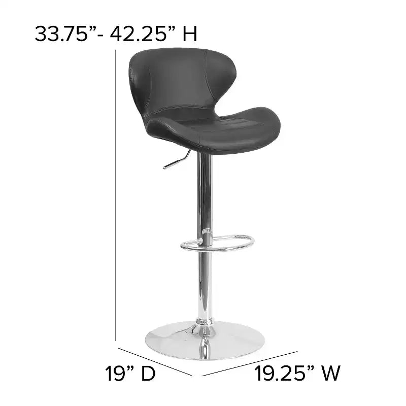 Tabouret de bar contemporain Flash Furniture réglable en hauteur avec dossier incurvé et base chromée