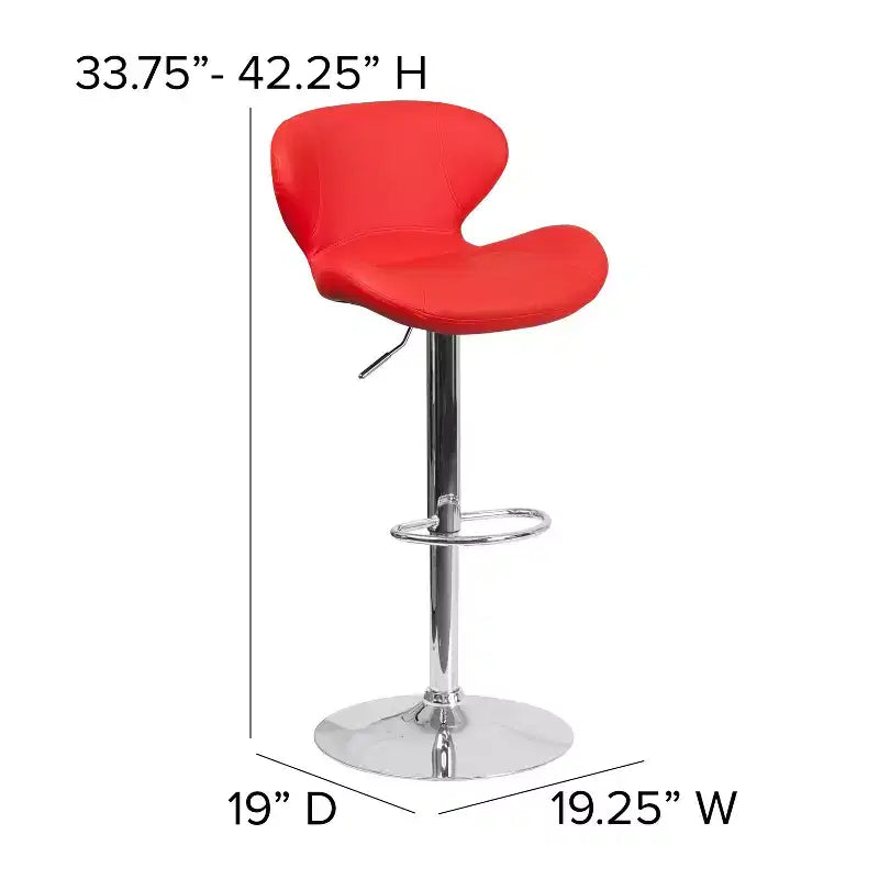 Tabouret de bar contemporain Flash Furniture réglable en hauteur avec dossier incurvé et base chromée