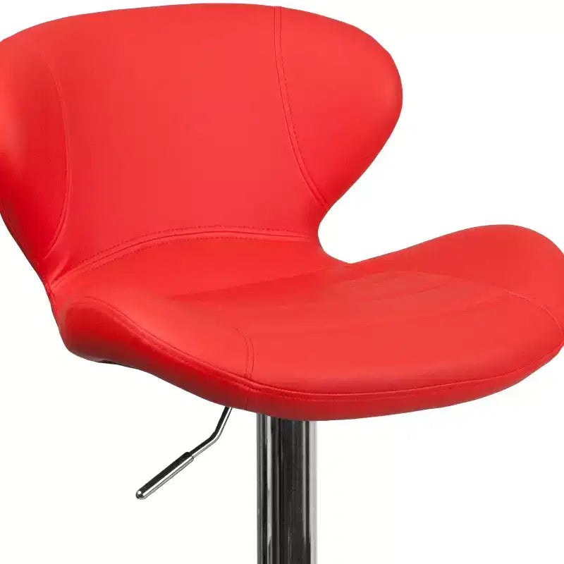 Tabouret de bar contemporain Flash Furniture réglable en hauteur avec dossier incurvé et base chromée