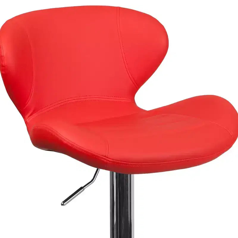 Tabouret de bar contemporain Flash Furniture réglable en hauteur avec dossier incurvé et base chromée