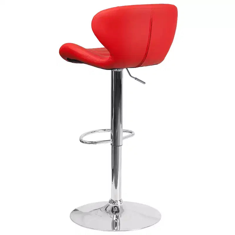 Tabouret de bar contemporain Flash Furniture réglable en hauteur avec dossier incurvé et base chromée