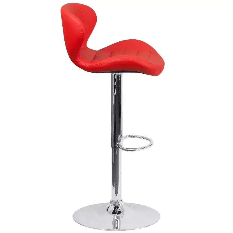 Tabouret de bar contemporain Flash Furniture réglable en hauteur avec dossier incurvé et base chromée