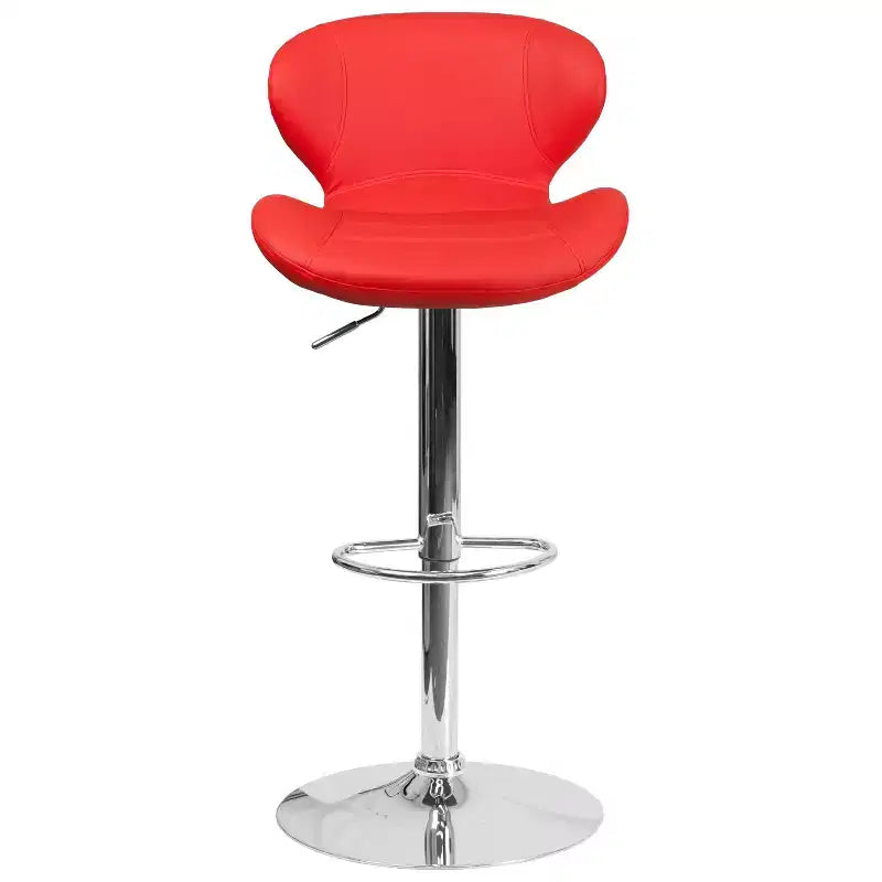Tabouret de bar contemporain Flash Furniture réglable en hauteur avec dossier incurvé et base chromée
