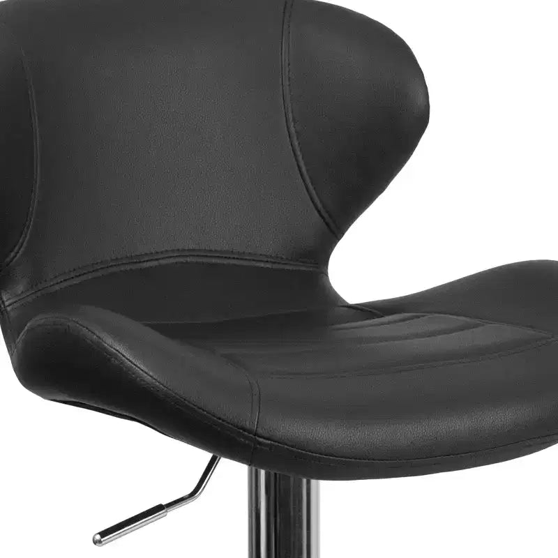 Tabouret de bar contemporain Flash Furniture réglable en hauteur avec dossier incurvé et base chromée