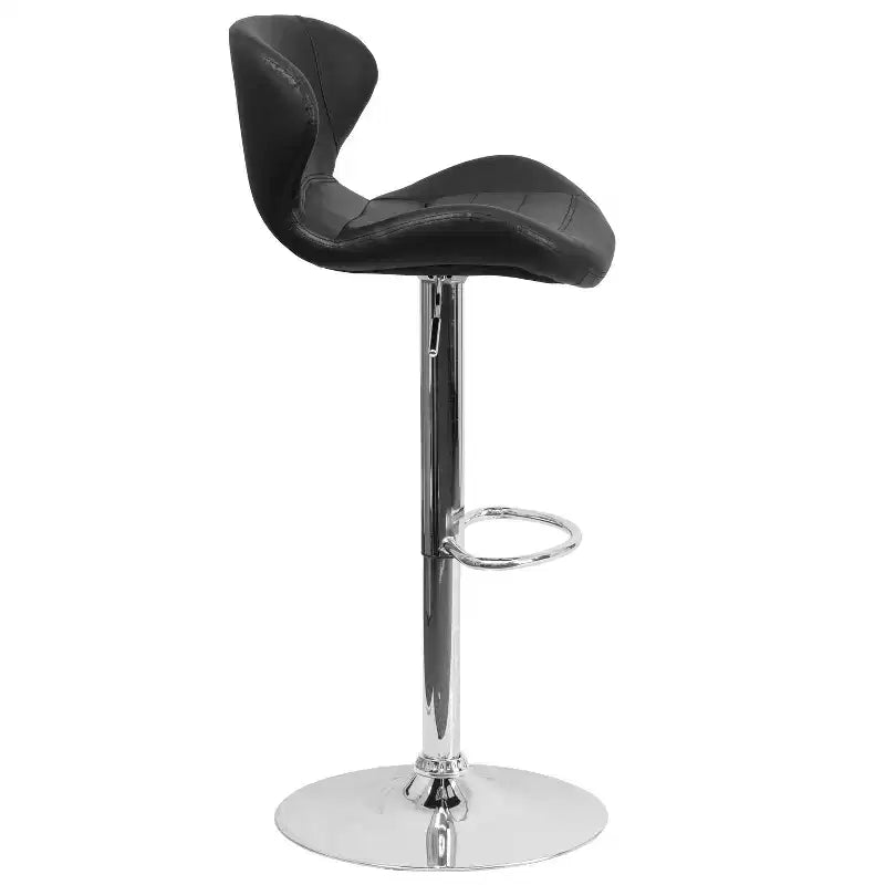 Tabouret de bar contemporain Flash Furniture réglable en hauteur avec dossier incurvé et base chromée