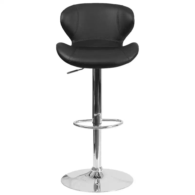 Tabouret de bar contemporain Flash Furniture réglable en hauteur avec dossier incurvé et base chromée