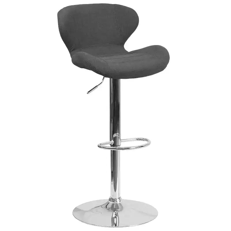 Tabouret de bar contemporain Flash Furniture réglable en hauteur avec dossier incurvé et base chromée