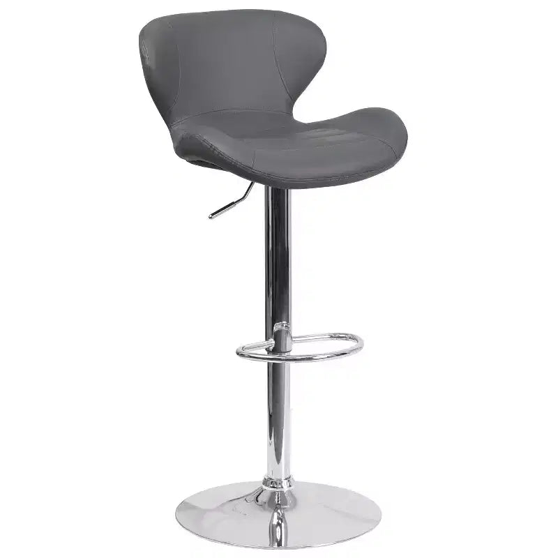 Tabouret de bar contemporain Flash Furniture réglable en hauteur avec dossier incurvé et base chromée