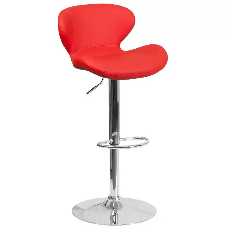 Tabouret de bar contemporain Flash Furniture réglable en hauteur avec dossier incurvé et base chromée