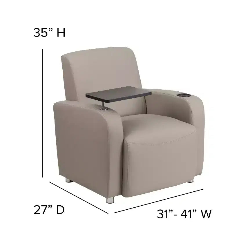 Fauteuil visiteur Flash Furniture en LeatherSoft avec tablette-écritoire, pieds chromés et porte-gobelet