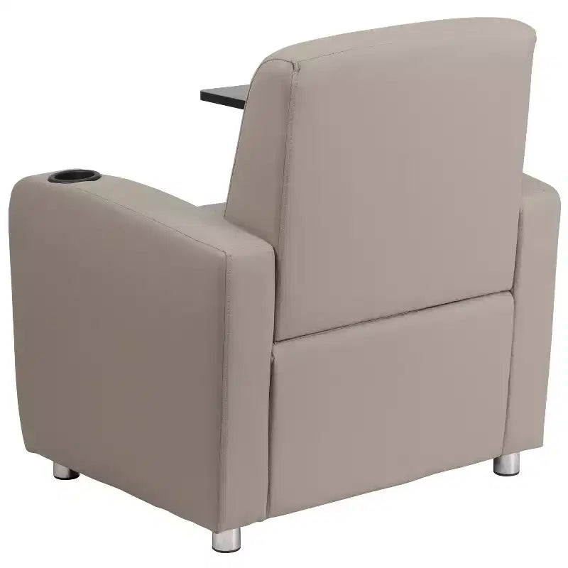 Fauteuil visiteur Flash Furniture en LeatherSoft avec tablette-écritoire, pieds chromés et porte-gobelet