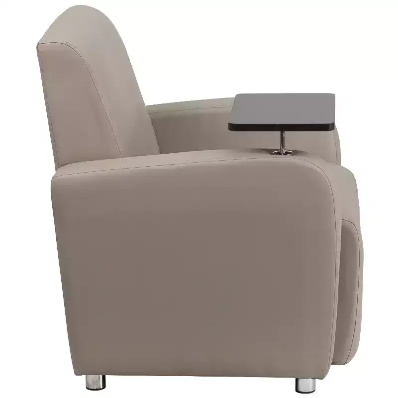 Fauteuil visiteur Flash Furniture en LeatherSoft avec tablette-écritoire, pieds chromés et porte-gobelet