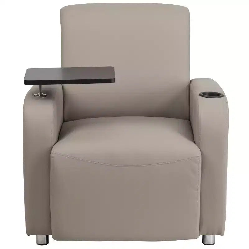 Fauteuil visiteur Flash Furniture en LeatherSoft avec tablette-écritoire, pieds chromés et porte-gobelet