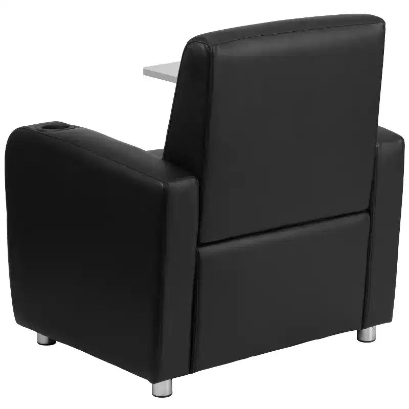 Fauteuil visiteur Flash Furniture en LeatherSoft avec tablette-écritoire, pieds chromés et porte-gobelet