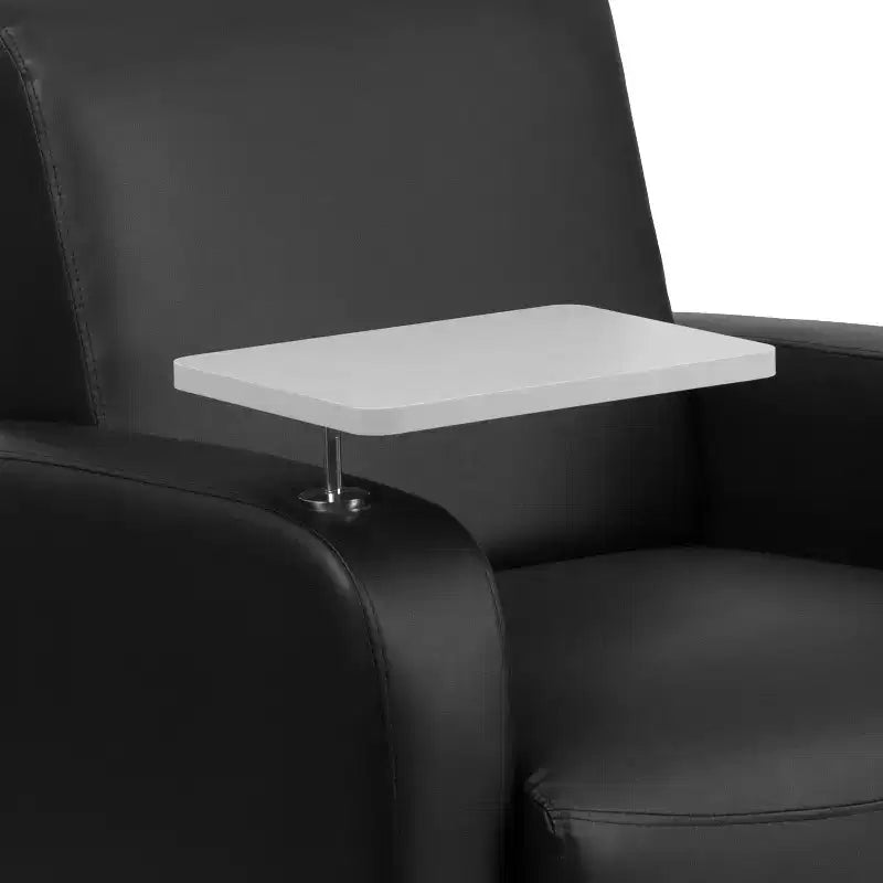 Fauteuil visiteur Flash Furniture en LeatherSoft avec tablette-écritoire, pieds chromés et porte-gobelet