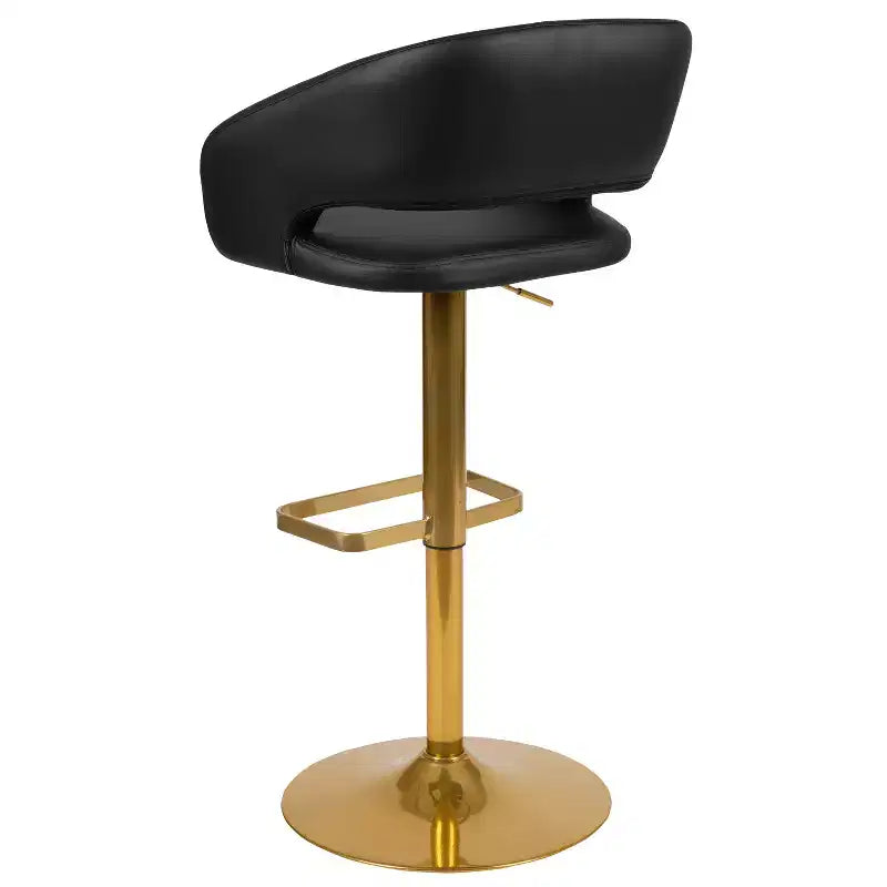 Flash Furniture Tabouret de bar contemporain en vinyle, réglable en hauteur, avec dossier mi-haut arrondi, ensemble de 2