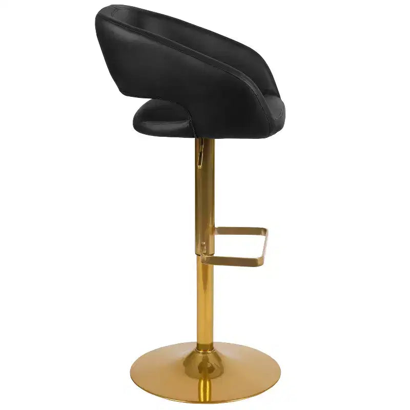 Flash Furniture Tabouret de bar contemporain en vinyle, réglable en hauteur, avec dossier mi-haut arrondi, ensemble de 2