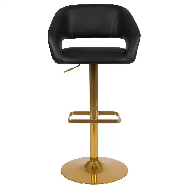 Flash Furniture Tabouret de bar contemporain en vinyle, réglable en hauteur, avec dossier mi-haut arrondi, ensemble de 2