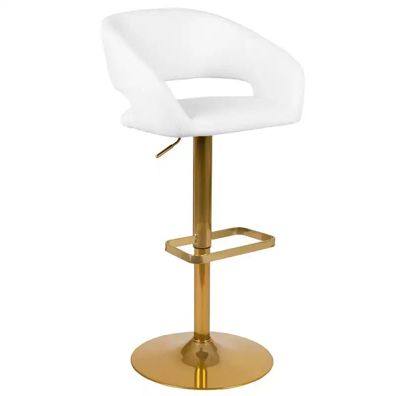 Flash Furniture Tabouret de bar contemporain en vinyle, réglable en hauteur, avec dossier mi-haut arrondi, ensemble de 2