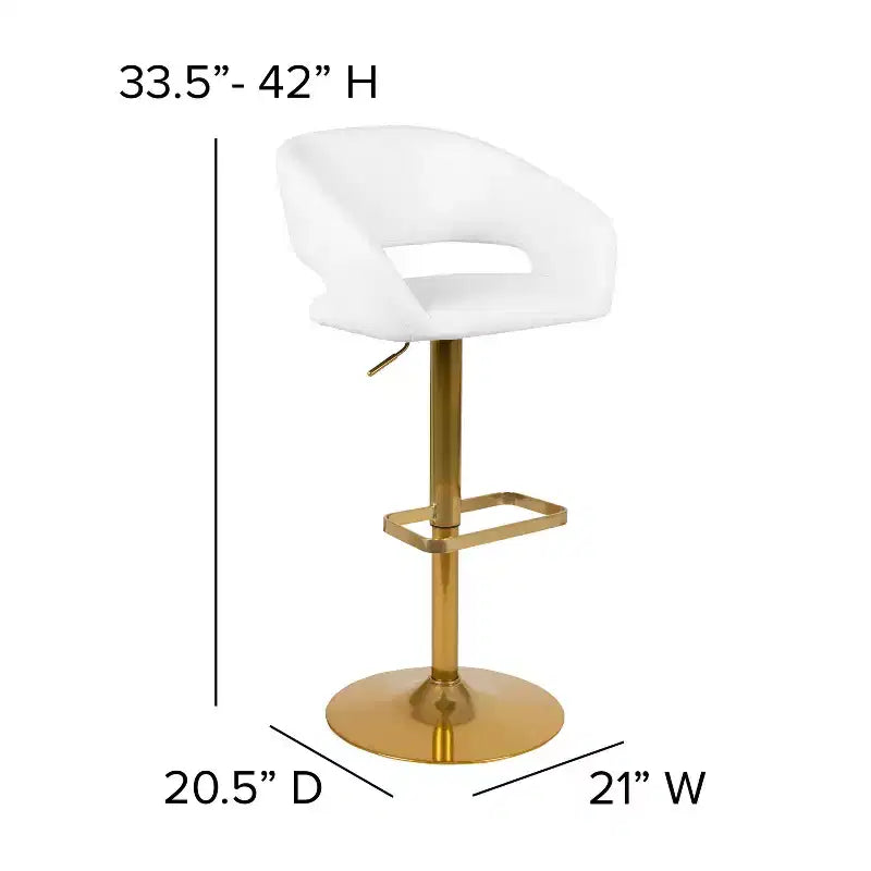 Flash Furniture Tabouret de bar contemporain en vinyle, réglable en hauteur, avec dossier mi-haut arrondi, ensemble de 2