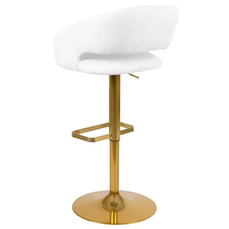Flash Furniture Tabouret de bar contemporain en vinyle, réglable en hauteur, avec dossier mi-haut arrondi, ensemble de 2