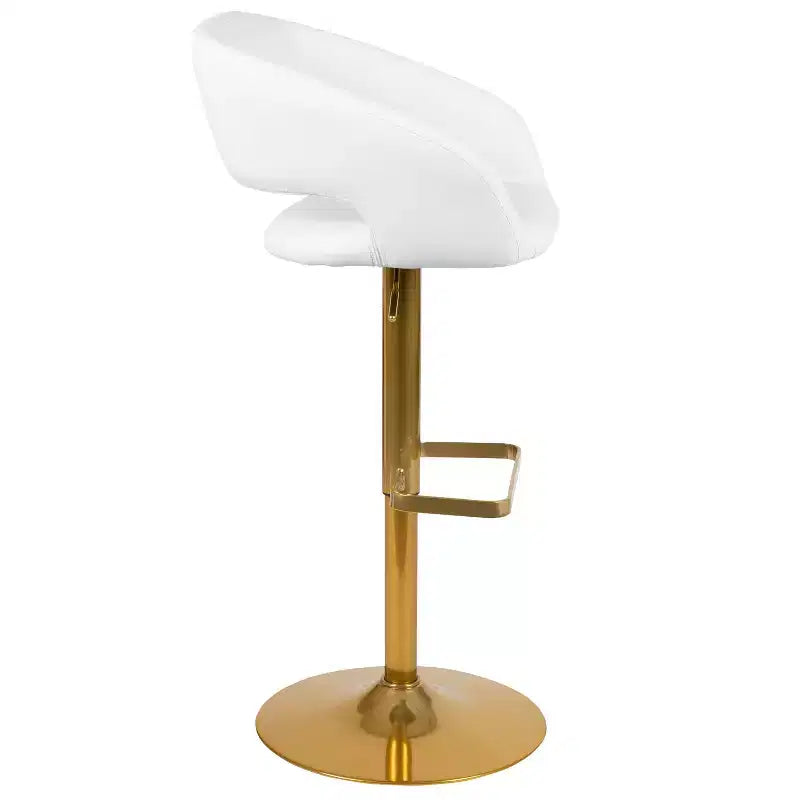 Flash Furniture Tabouret de bar contemporain en vinyle, réglable en hauteur, avec dossier mi-haut arrondi, ensemble de 2
