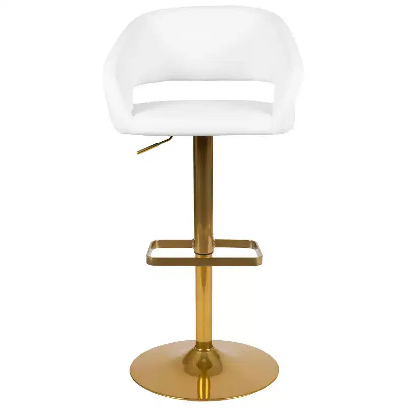 Flash Furniture Tabouret de bar contemporain en vinyle, réglable en hauteur, avec dossier mi-haut arrondi, ensemble de 2