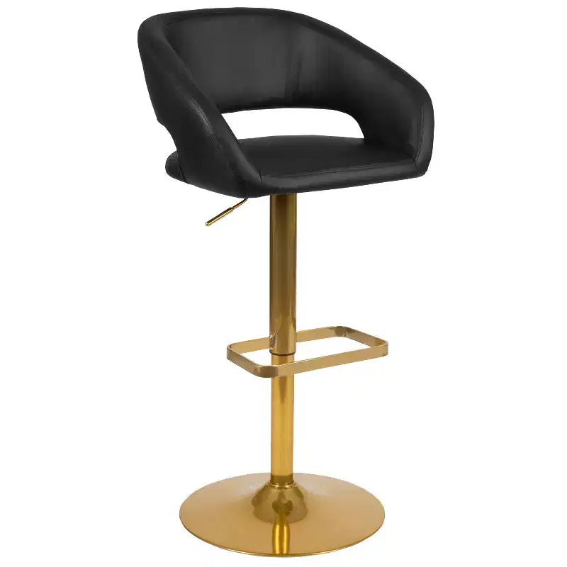 Flash Furniture Tabouret de bar contemporain en vinyle, réglable en hauteur, avec dossier mi-haut arrondi, ensemble de 2