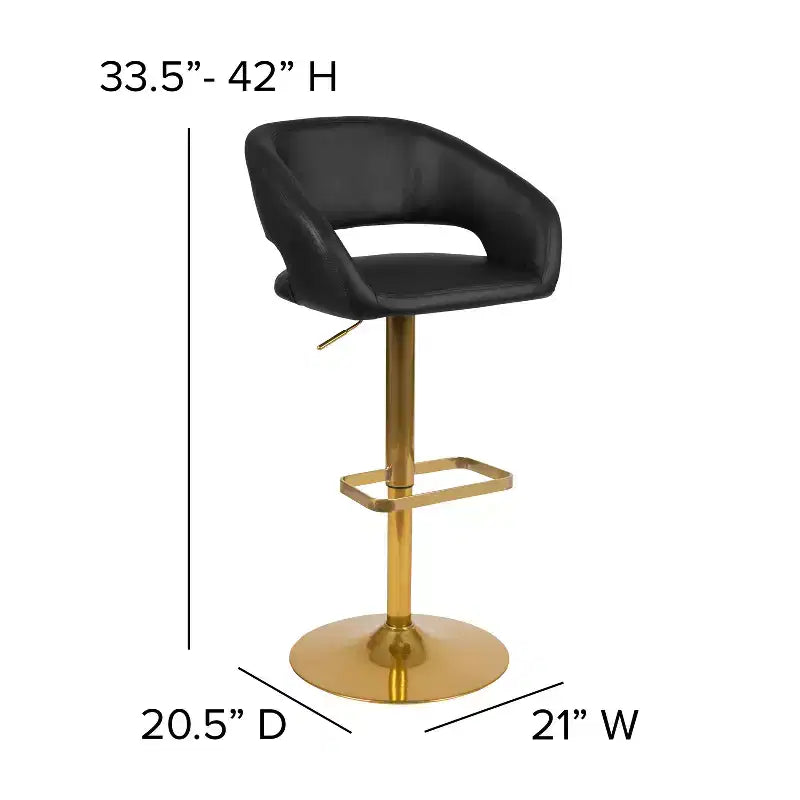 Flash Furniture Tabouret de bar contemporain en vinyle, réglable en hauteur, avec dossier mi-haut arrondi, ensemble de 2
