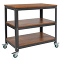 Emma and Oliver 30W Rolling Storage Cart with Metal Wheels in Brown Oak Wood Grain Finish