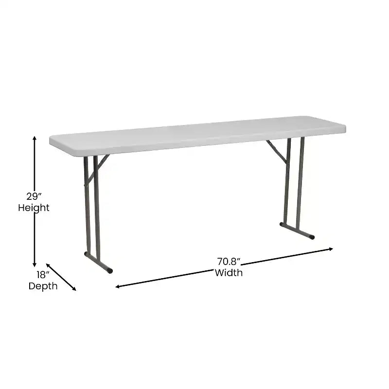 Table pliante rectangulaire en plastique blanc de 1,8 m Emma and Oliver avec pieds verrouillables pour la formation ou les séminaires