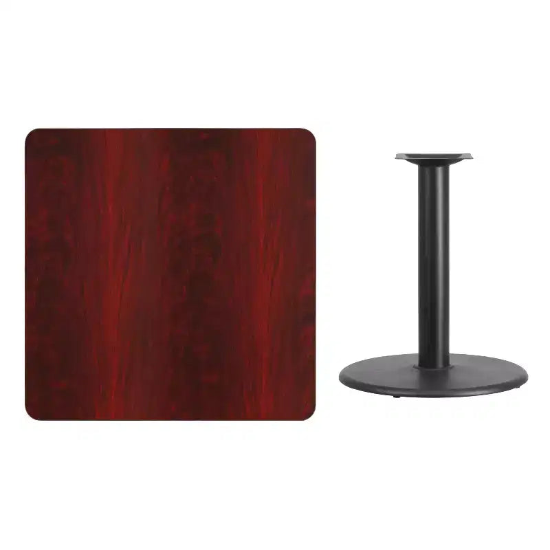 Plateau de table stratifié carré Emma et Oliver 36 avec pied de table rond de 24