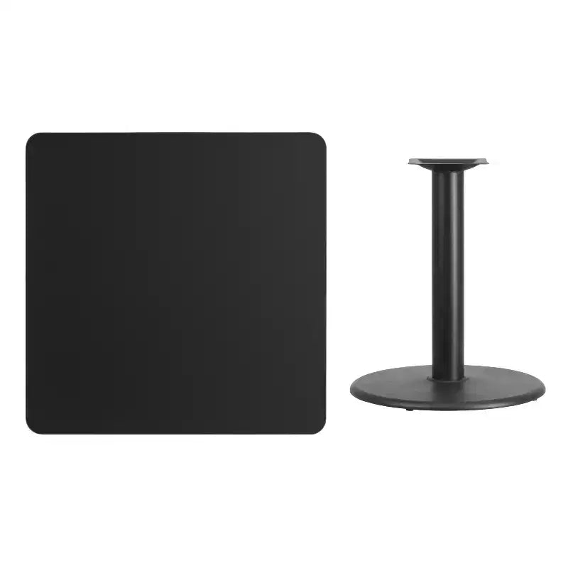 Plateau de table stratifié carré Emma et Oliver 36 avec pied de table rond de 24