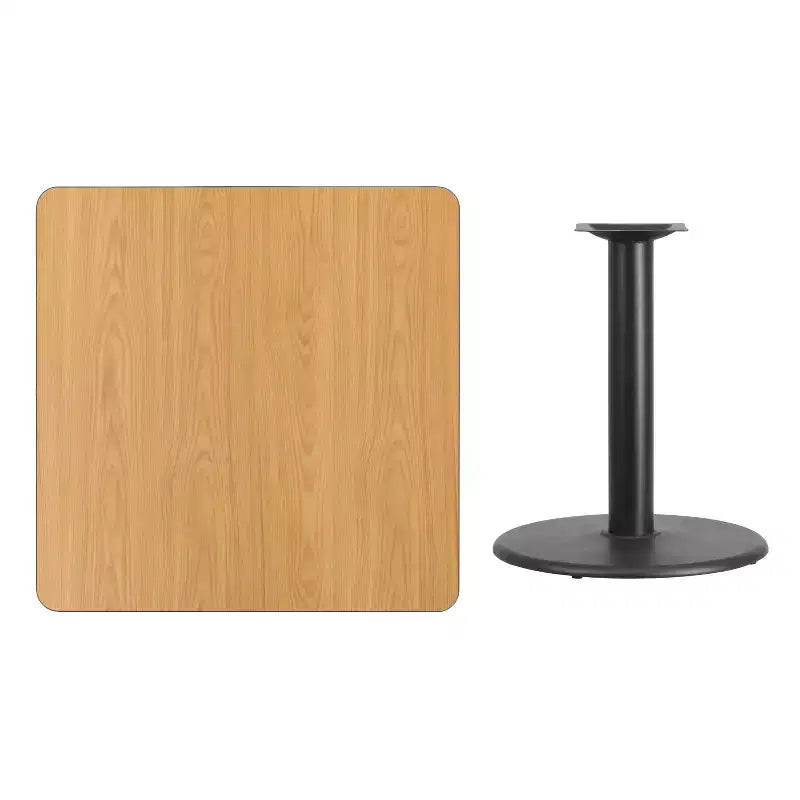 Plateau de table stratifié carré Emma et Oliver 36 avec pied de table rond de 24