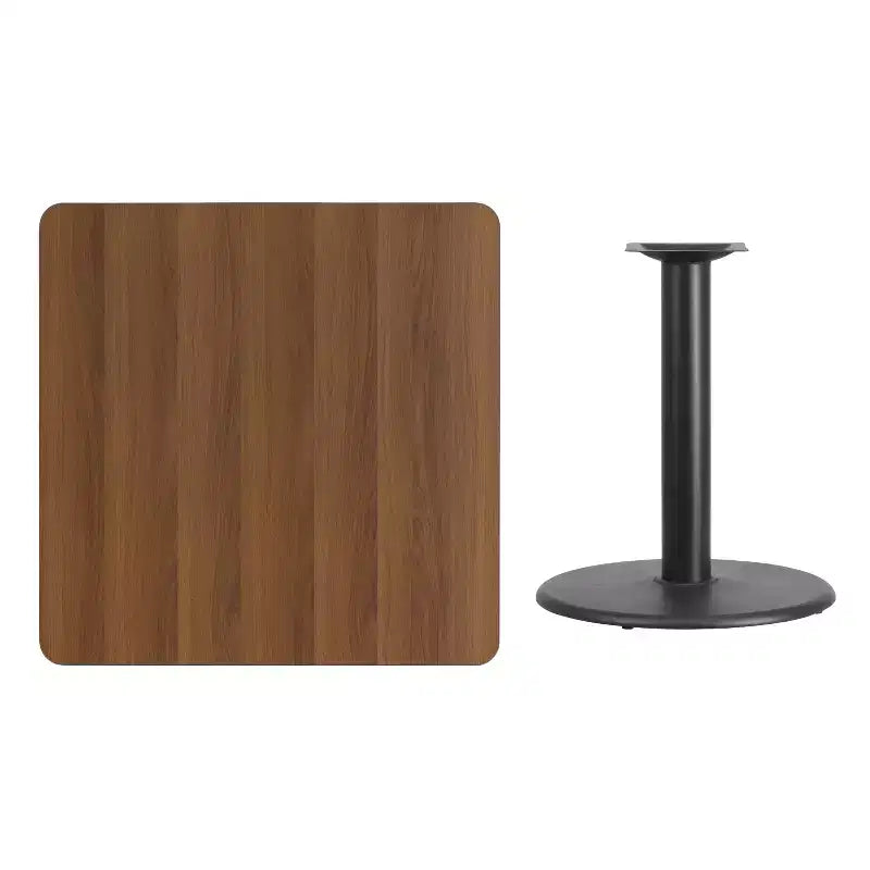 Plateau de table stratifié carré Emma et Oliver 36 avec pied de table rond de 24