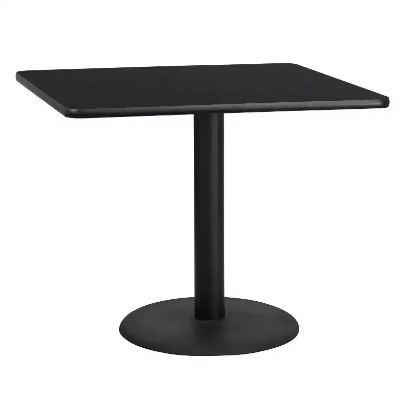 Plateau de table stratifié carré Emma et Oliver 36 avec pied de table rond de 24
