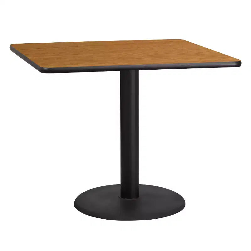 Plateau de table stratifié carré Emma et Oliver 36 avec pied de table rond de 24