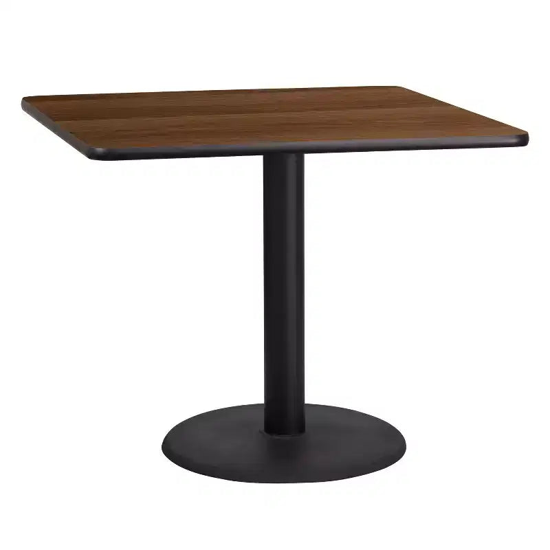 Plateau de table stratifié carré Emma et Oliver 36 avec pied de table rond de 24