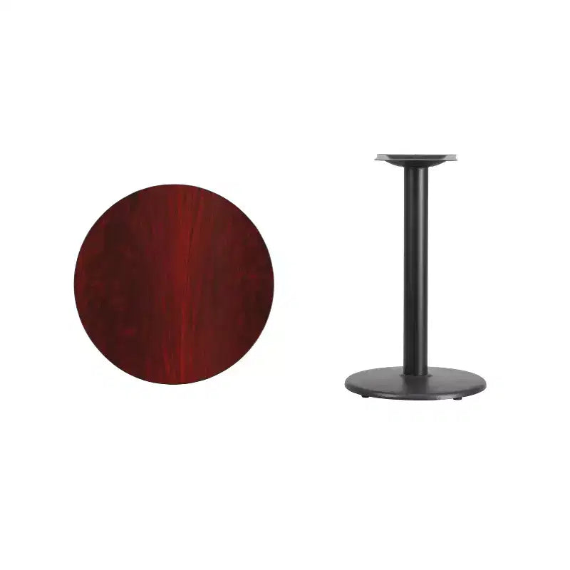 Plateau de table stratifié rond Emma et Oliver 24 avec piètement de table rond de 18