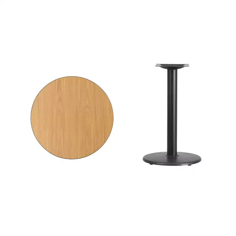 Plateau de table stratifié rond Emma et Oliver 24 avec piètement de table rond de 18