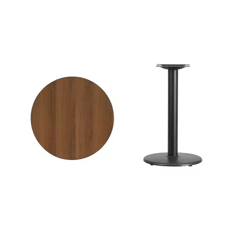 Plateau de table stratifié rond Emma et Oliver 24 avec piètement de table rond de 18