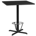 Table de bar stratifiée carrée Emma et Oliver 36 avec base à anneau de pied 30x30