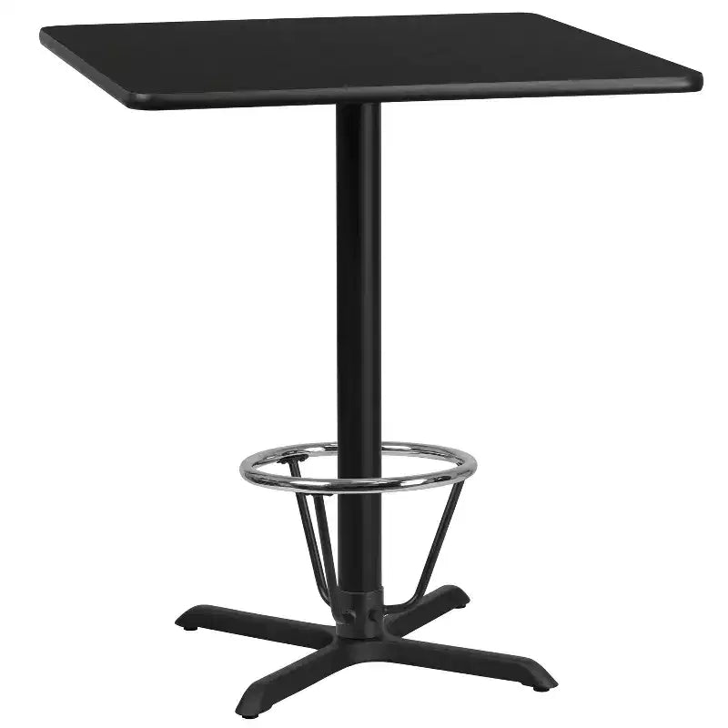Table de bar stratifiée carrée Emma et Oliver 36 avec base à anneau de pied 30x30