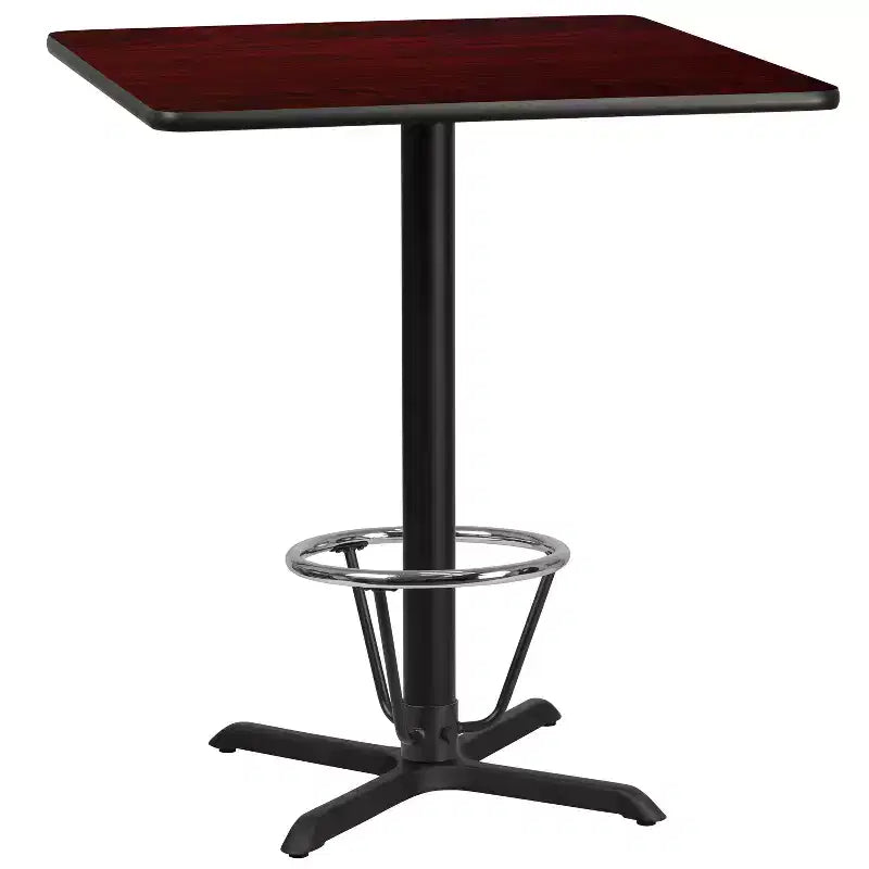 Table de bar stratifiée carrée Emma et Oliver 36 avec base à anneau de pied 30x30
