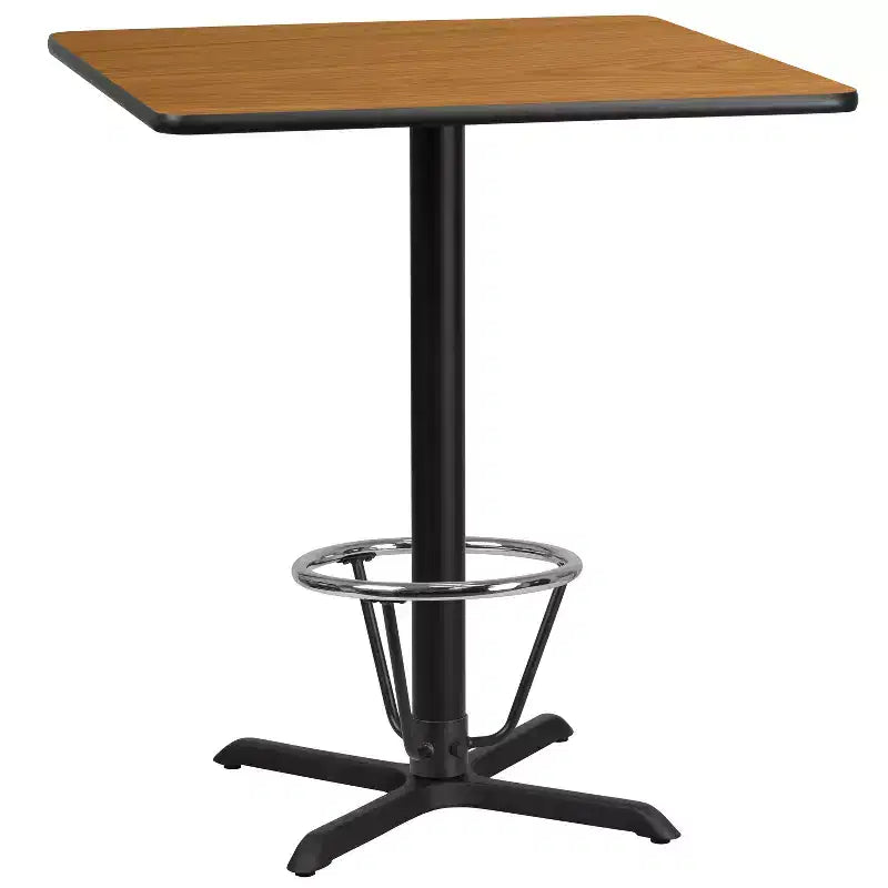 Table de bar stratifiée carrée Emma et Oliver 36 avec base à anneau de pied 30x30